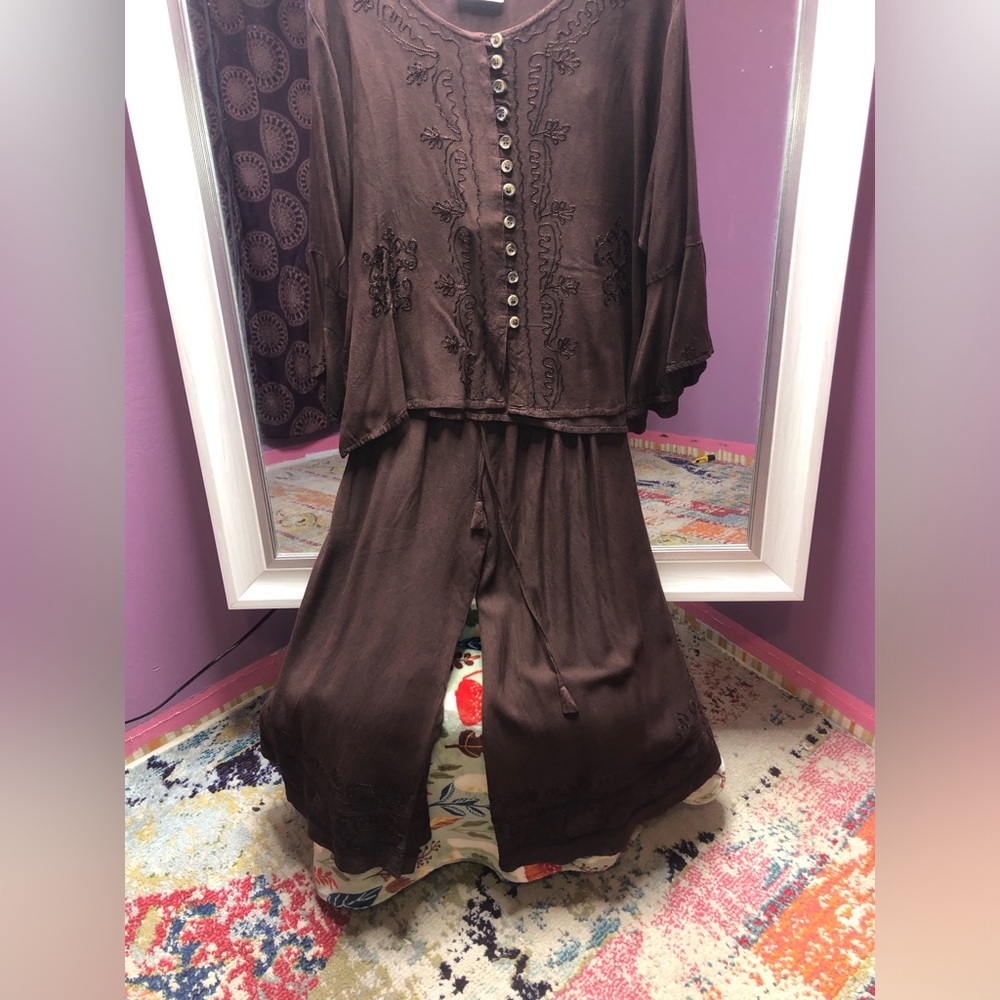 Brown Rayon boho set
